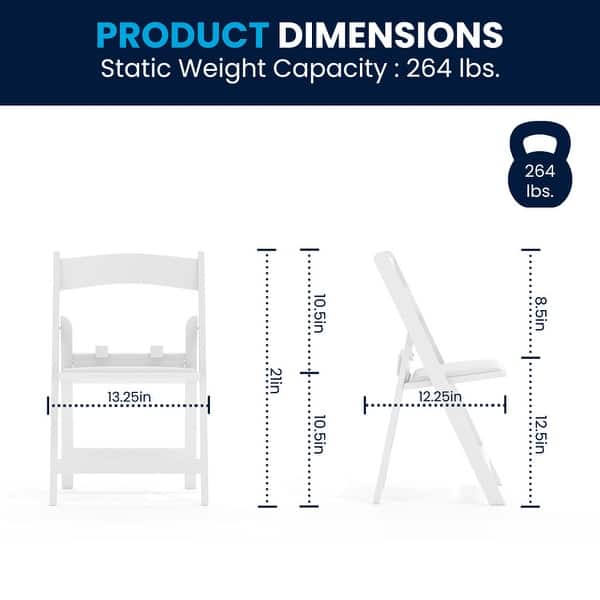 2 Pack Kids White Resin Folding Chair with Vinyl Padded Seat - 12.25"D x 13.25"W x 21"H