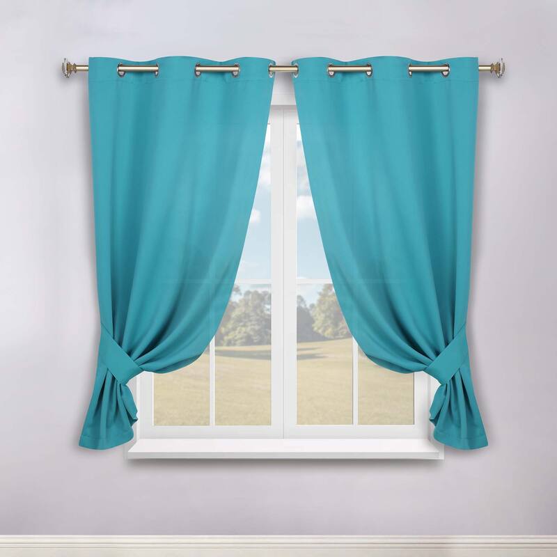 Superior Solid Machine Washable Room Darkening Grommet Blackout Curtains, Set of 2