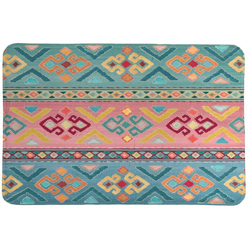 Bohemian Stripes Memory Foam Rug - 21x34 - Pink