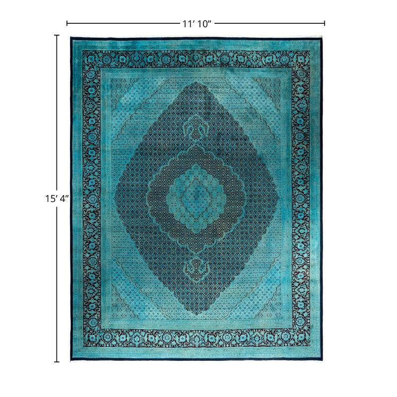 Overdyed, One-of-a-Kind Hand-Knotted Area Rug - Blue - 11' 10" x 15' 4"