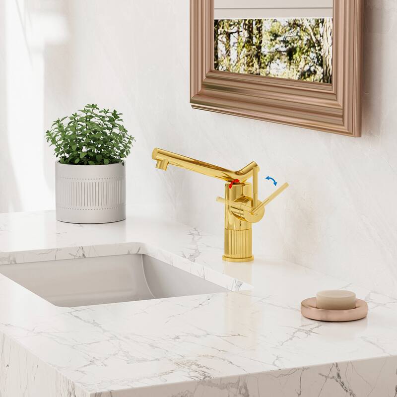 Modland Single Hole Bathroom Faucet, Swivel Spout NSF/CUPC Certified, 200K Leak-Proof & Salt Spray 10, Chrome / Gold / Black