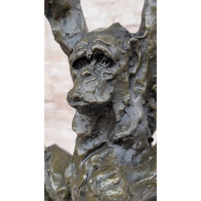 Playful Chimpanzee Swing On Bar Bronze Sculpture By C. Williams | Signed Original Artwork