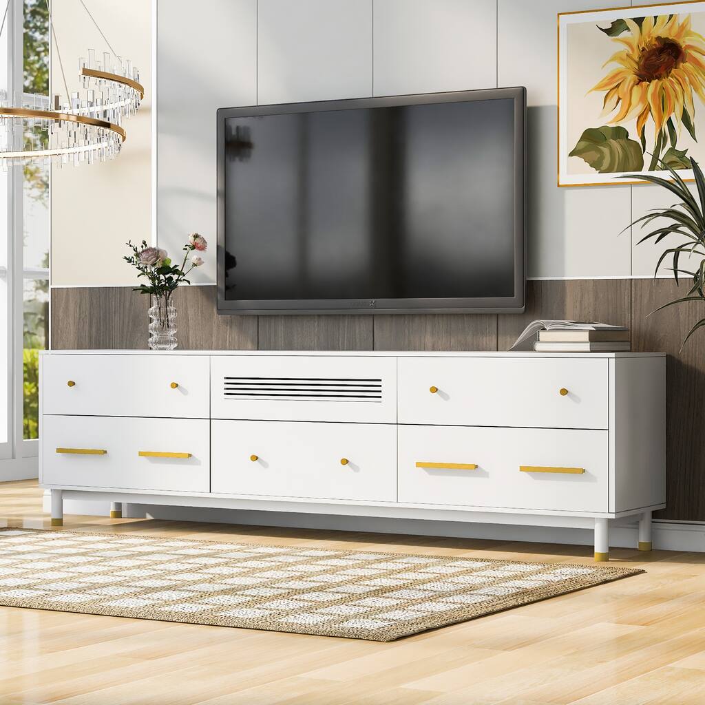 TV Stand for 75+ Inch TV, Entertainment Center TV Media Console Table, Modern TV Stand with Storage, TV Console Cabinet