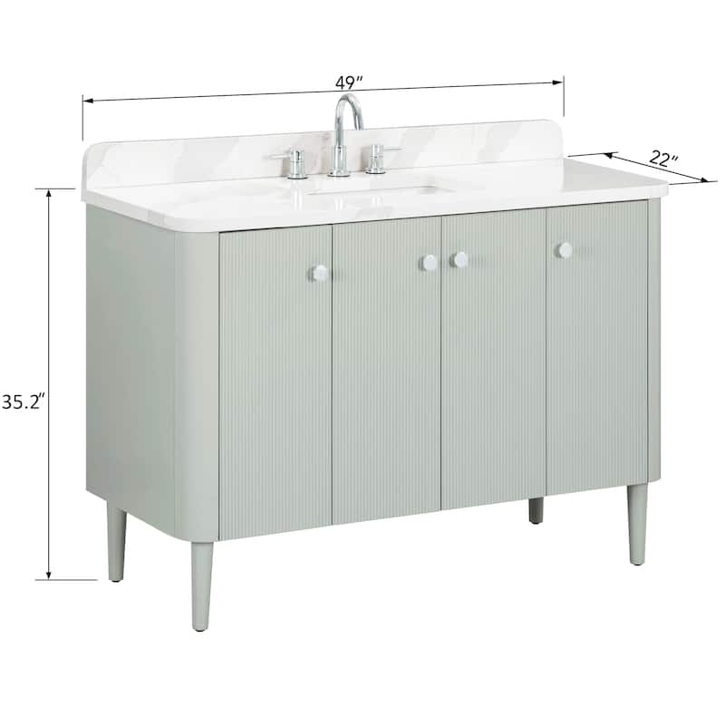 Haley Bathroom Vanity in Soft Sage with Alluring Quartz Top