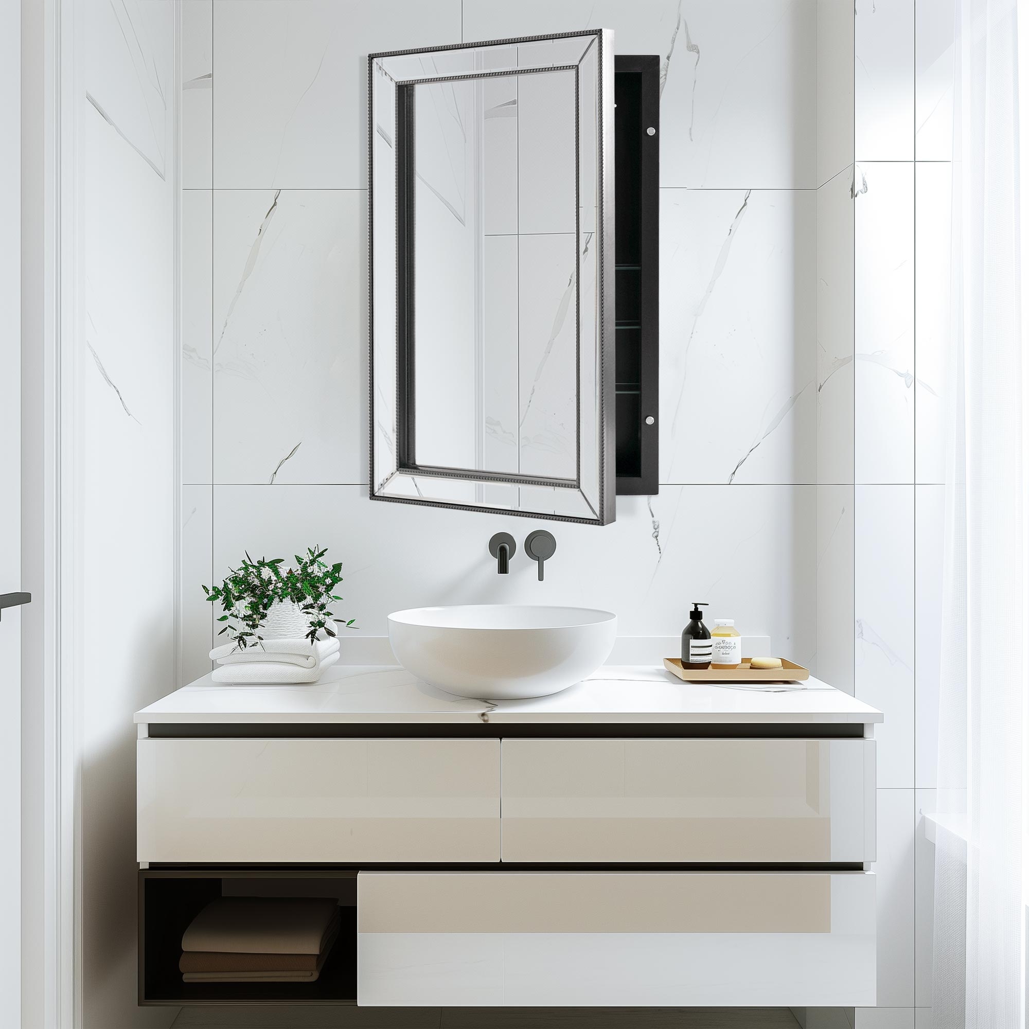 Amazon.com: Head West Brushed Nickel Bathroom Vanity Mirror