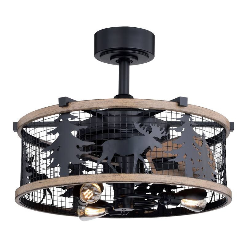 Vaxcel Lighting Kodiak 21" 3 Blade LED Indoor Ceiling Fan with Remote - Black / Burnished Teak