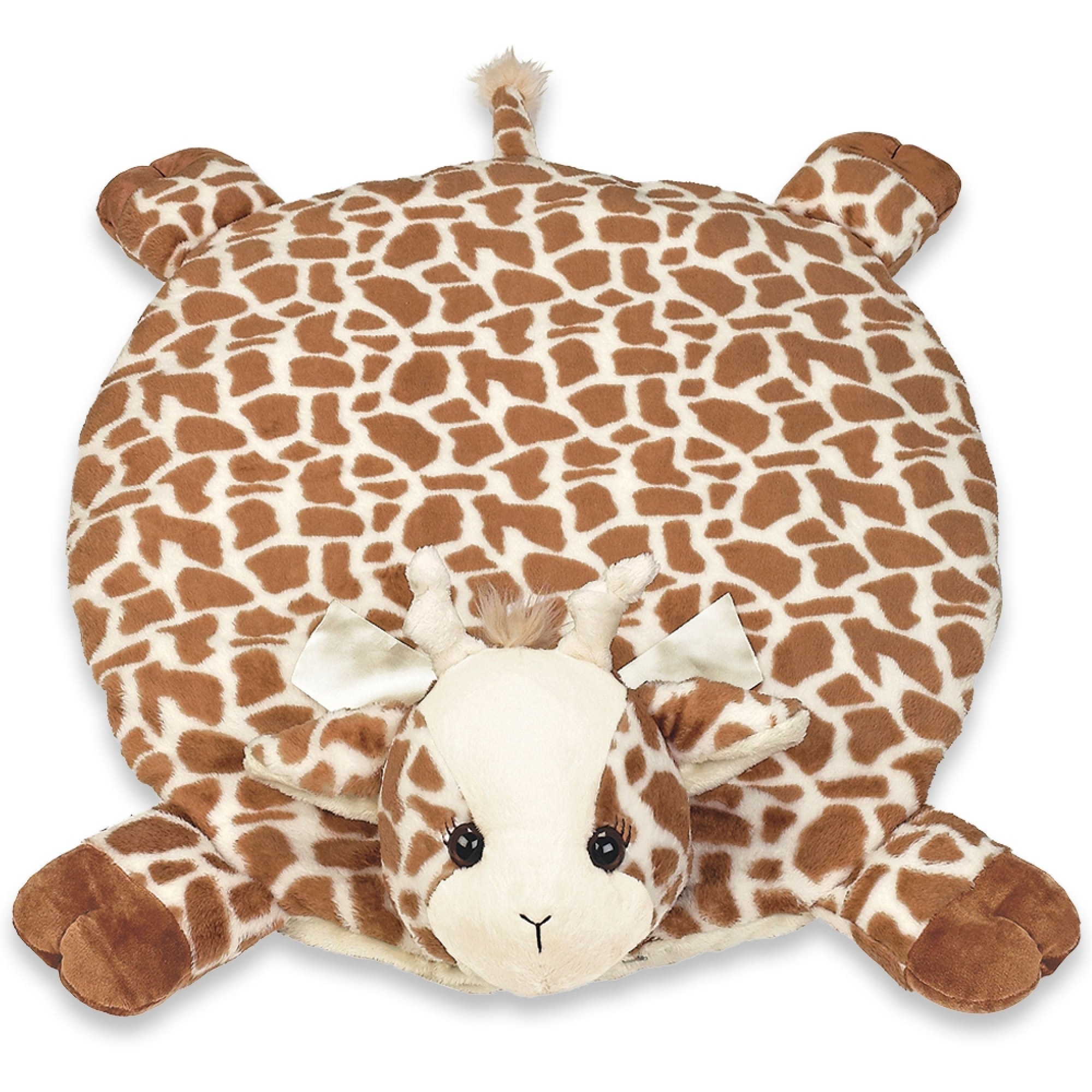 Bearington Baby Patches 30 x 30 Inch Giraffe Plush Tummy Time Mat, Nursery Décor Blanket - Multi