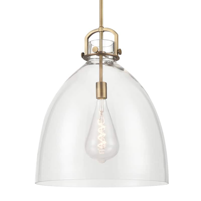 Innovations Lighting 410-1SL-24-18 Newton Bell Pendant Newton Bell 18" - Brushed Brass / Clear