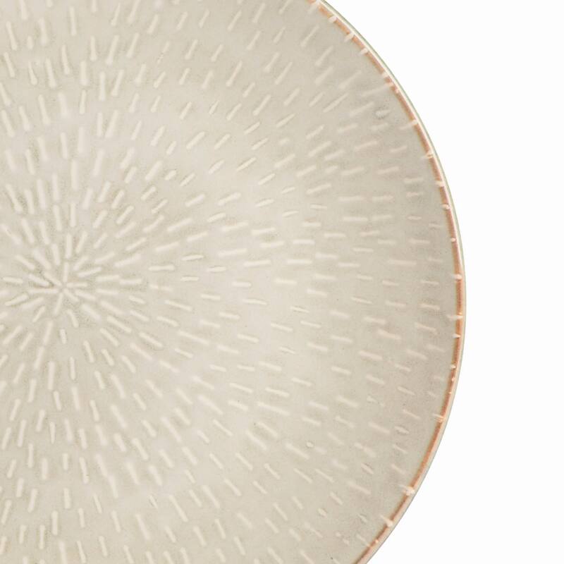 16 Piece Stoneware Dinnerware Set in Cream with Reactive Glaze