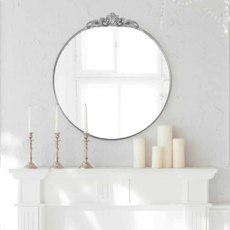 Antique Wall Mirror Baroque Vintage Mirror - 32X30 - Silver