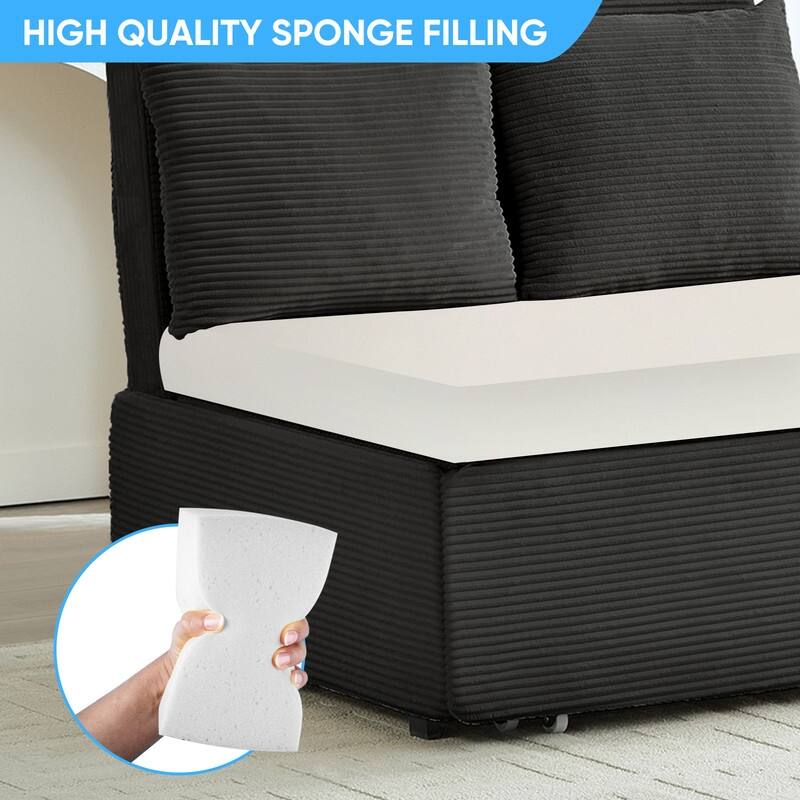 Mixoy Corduroy Fabric Queen Size/Twin Size Sofa Bed, 2-in-1 Modern Pull Out Sleeper Sofa Bed