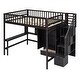 preview thumbnail 9 of 48, Playhouse Inspired Full size Loft Bed with Bookshelf, Drawers, Desk and Wardrobe, Sturdy Construction & Unique Design, Espresso