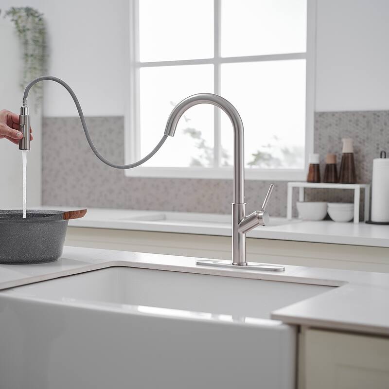 WIZ Single Handle Pull Down Sprayer Kitchen Faucet in Matte Black