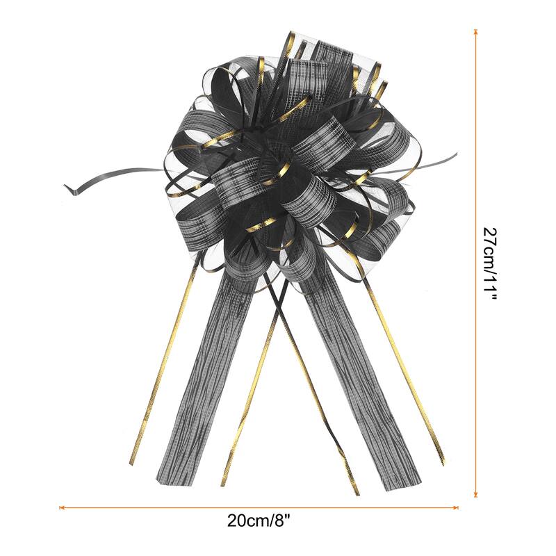 10pcs 7 Inch Large Pull Bow Gift Wrapping Bows Ribbon Organza - Black - 8 Inch