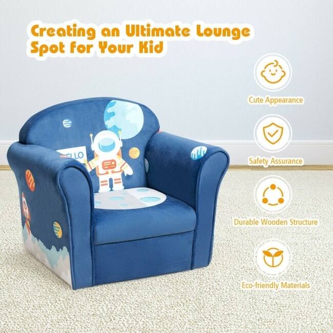 Kids Astronaut Armrest Upholstered Couch - 20" x 15" x 17" (L x W x H)