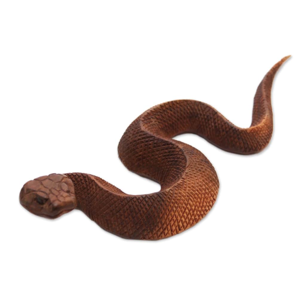 Novica Handmade Slithering Snake Wood Sculpture - 2.6" H x 12.5" W x 3.9" D