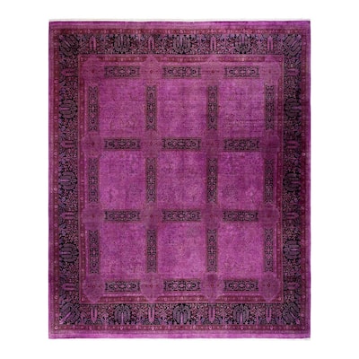 Overton Hand Knotted Wool Vintage Inspired Modern Contemporary Overdyed Pink Area Rug - 10' 0" x 11' 8"