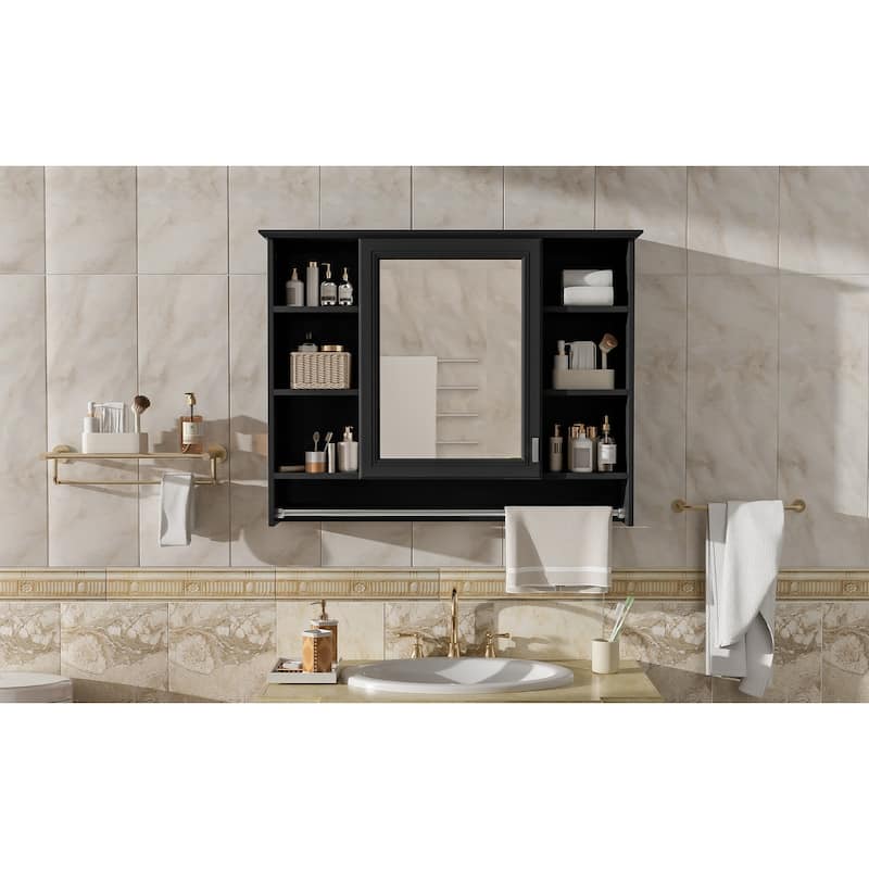 3-in-1 Bathroom Mirror Cabinet, 36-inch Wall Mounted Medicine Cabinet with Adjustable Shelf & Soft Close Door