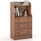 preview thumbnail 1 of 8, Gymax 3-Drawer Dresser 44'' Tall Wood Storage Organizer Chest w/ 2 3-drawer - Walnut