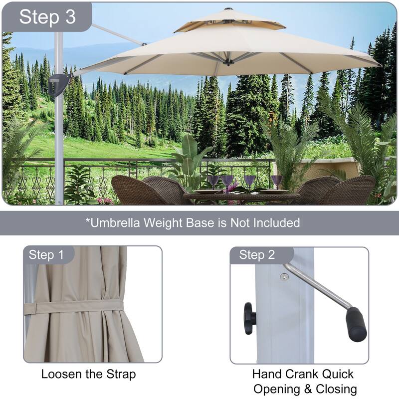 Clihome 11ft Patio Cantilever Octagonal Outdoor Umbrella With Umbrella Cover