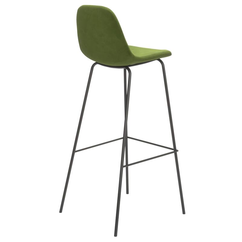 Maxine Velvet Bar Height Stools Black Legs (Set of 2)