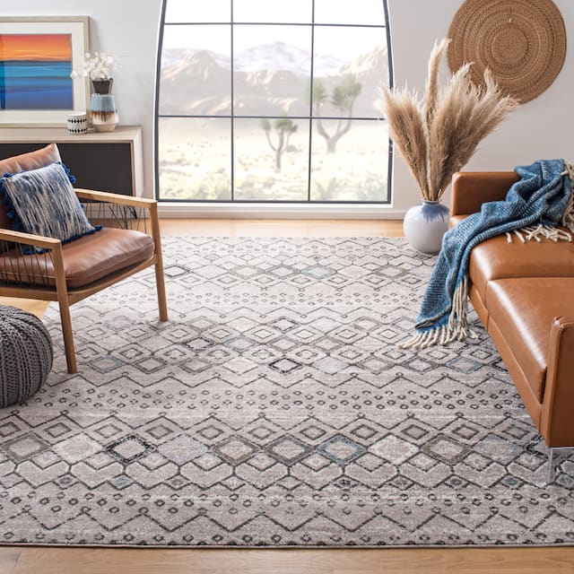 SAFAVIEH Amsterdam Bridget Moroccan Boho Rug - 8' x 10' - Light Grey/Brown