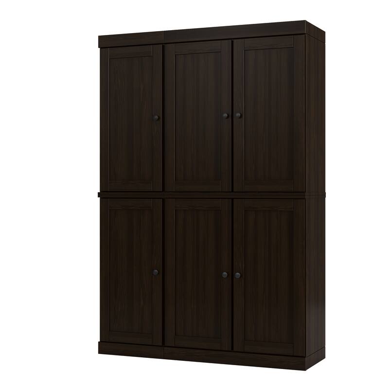 Palace Imports 100% Solid Wood Pantry Cabinet, Shaker Doors, Adjustable Shelves, 48.5" Wide, 71.5" Tall - Espresso