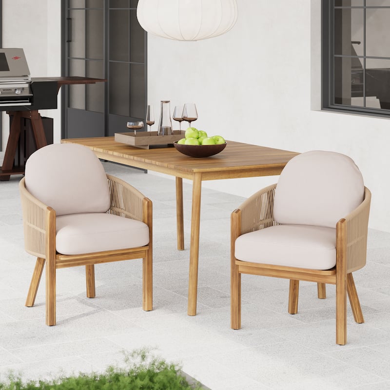 Christopher Knight Home - Eleanor Outdoor Acacia Wood Dining Chair (Set of 2)