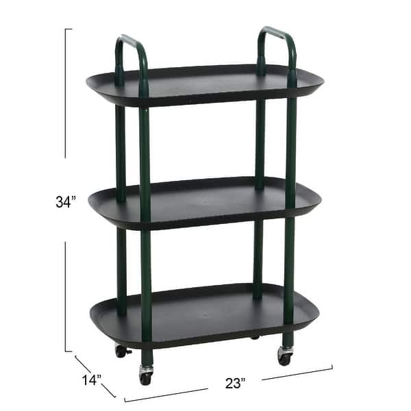 dimension image slide 2 of 4, Plastic and Metal 3-Tier Trolley