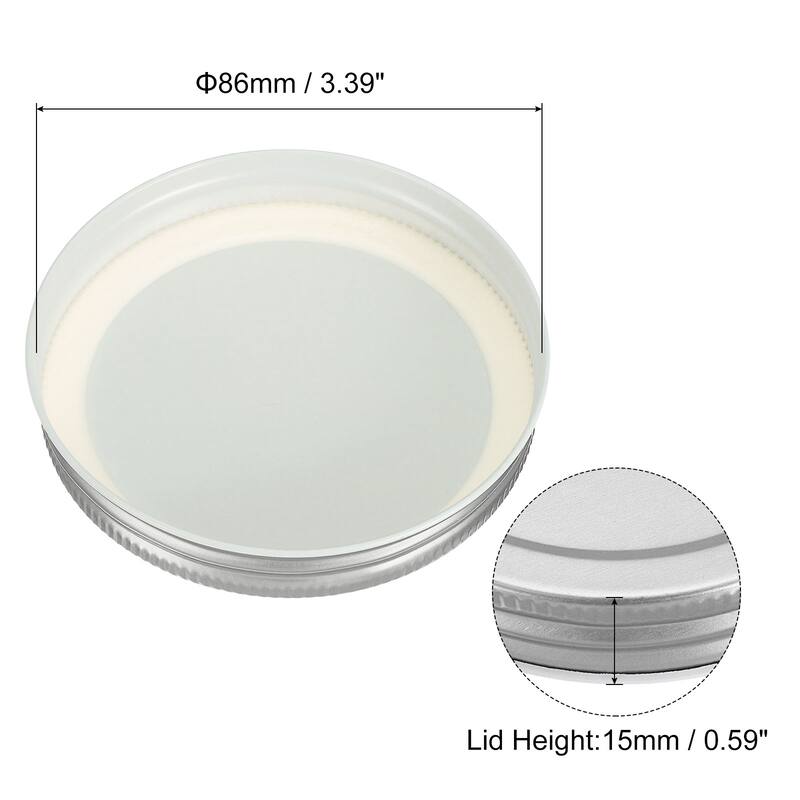 16Pcs Regular/Wide Mouth Tin Plate Mason Jar Lids for Canning Jars - Silver Tone - 86mm