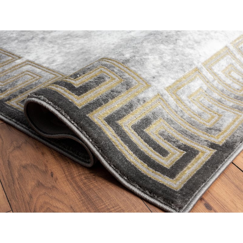 Brooklyn Collection Abstract Border Area Rug