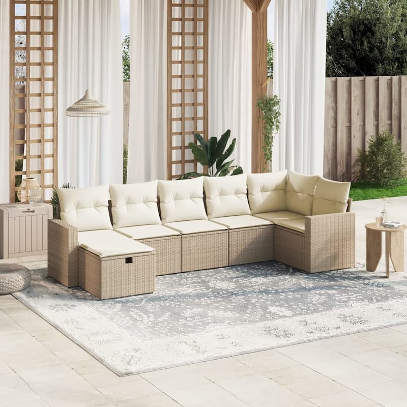 vidaXL Garden Sofa Set - Beige and cream Sectional