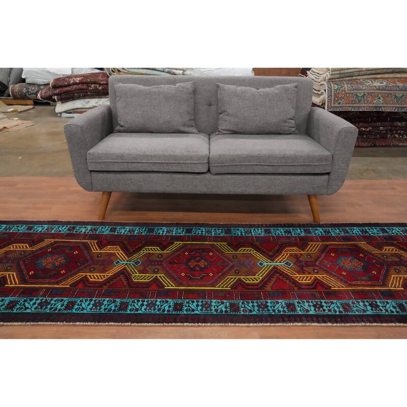 Hand Knotted Oriental 100% Wool Carpet Traditional Tribal Red Ardebil Runner Rug - 14' 3'' X 2' 11''