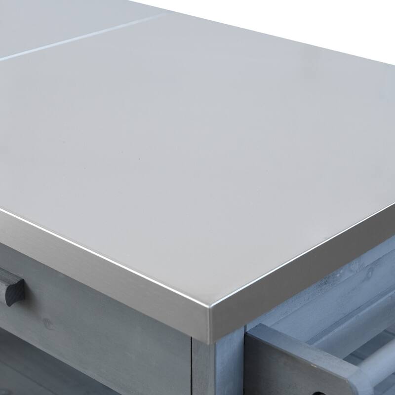 40.5" Outdoor Grill Cart with Top, Storage Cabinet with Drop Leaf, One Drawer, Towel Rack, Kitchen Cart with Lockable Wheels