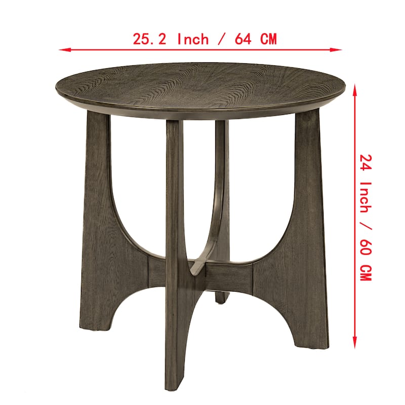 25" Round Wooden Side Table End Table NightStand