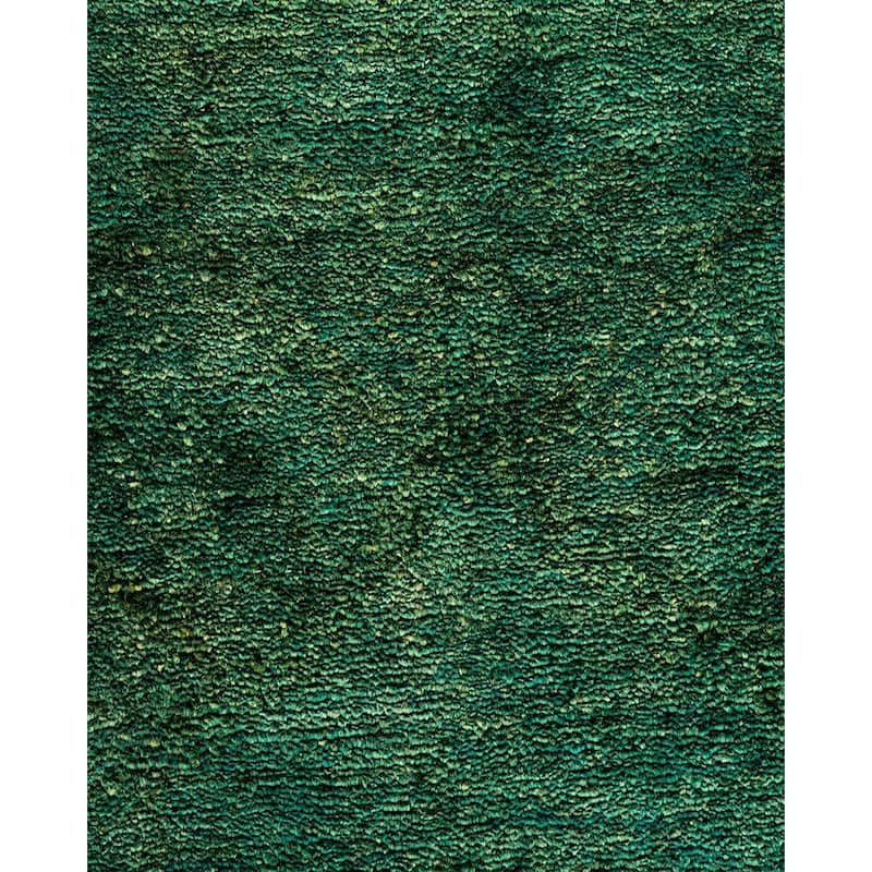 Overton Hand Knotted Wool Vintage Inspired Modern Contemporary Overdyed Green Area Rug - 11' 10" x 14' 7"