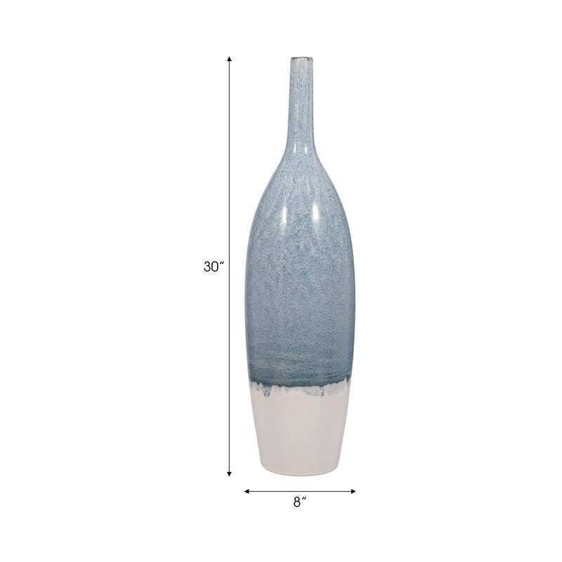 Sagebrook Home Blue Kashion Vase - Stoneware Decor Accent for Modern Living Spaces