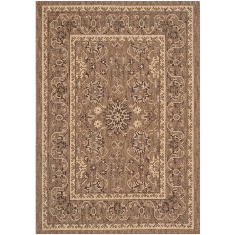 SAFAVIEH Courtyard Erlwine Indoor/ Outdoor Waterproof Patio Backyard Rug - 2' x 3'7" - Brown/Creme