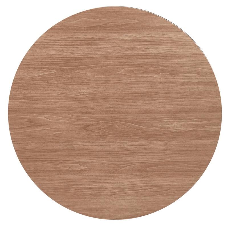 Vail Round Dining Table with 27 in. MDF Tabletop in Black Stainless Steel Round Pedestal Base with Gold Accent Kitchen Table