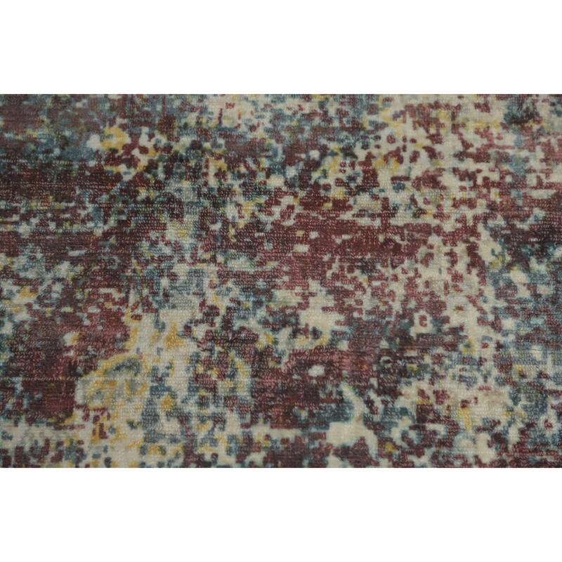 Hand-knotted Modern Silk Multi-Colored Abstract Oriental Area Rug - 7' 10'' X 4' 10''