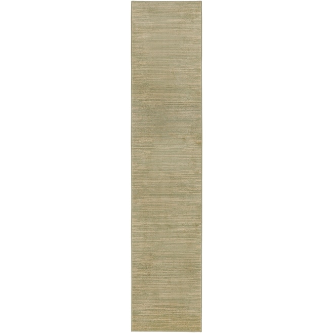 Nourison Essentials Solid Contemporary Indoor/Outdoor Area Rug - 10' Runner - Green/Gold