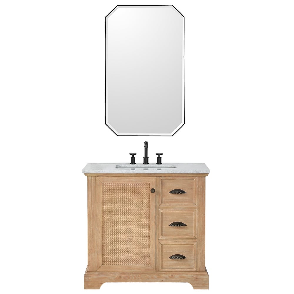 Hervas Bath Vanity with Natural Marble Top and Mirror