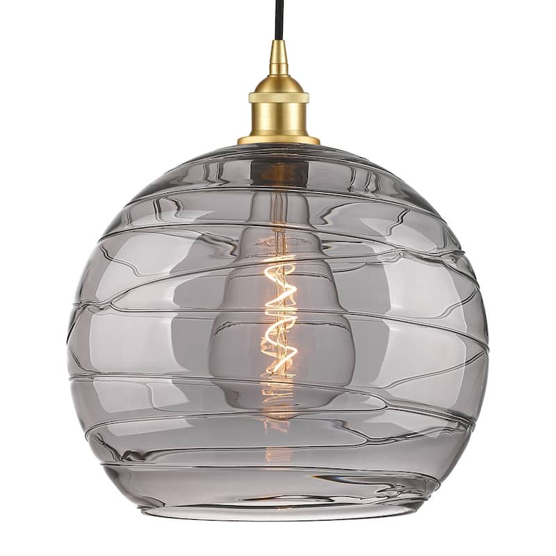 Innovations Lighting 616-1P 15 14 Athens Deco Swirl Pendant Athens - Satin Gold / Light Smoke Deco Swirl