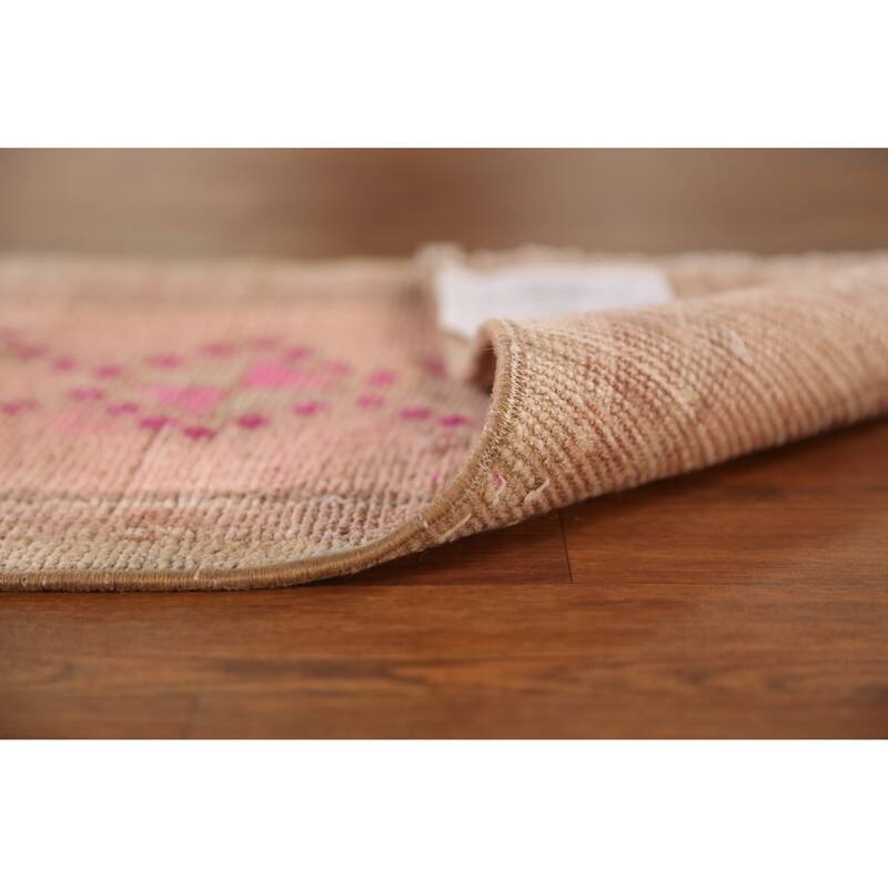 Hand Knotted Oriental 100% Wool Carpet Transitional Tribal Peach Anatolian Area Rug - 2' 6'' X 1' 6''