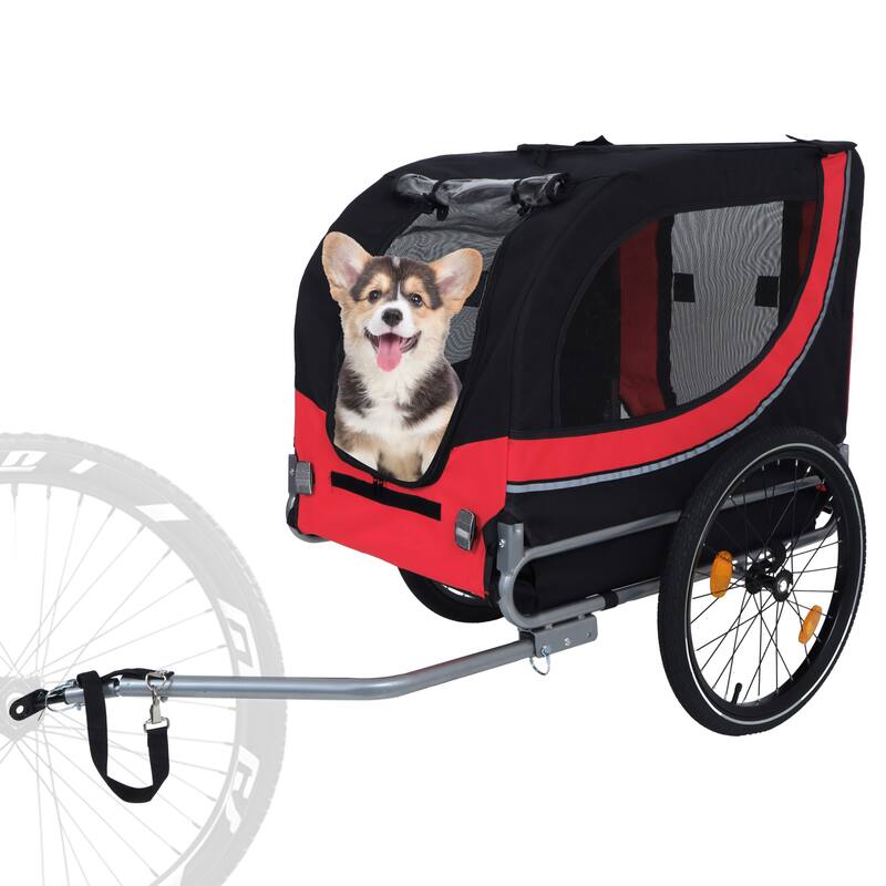 Large Folding Bike Trailer For Dogs - 66lb Capacity All-Terrain Pet Carrier, Durable Steel Frame For Cycling