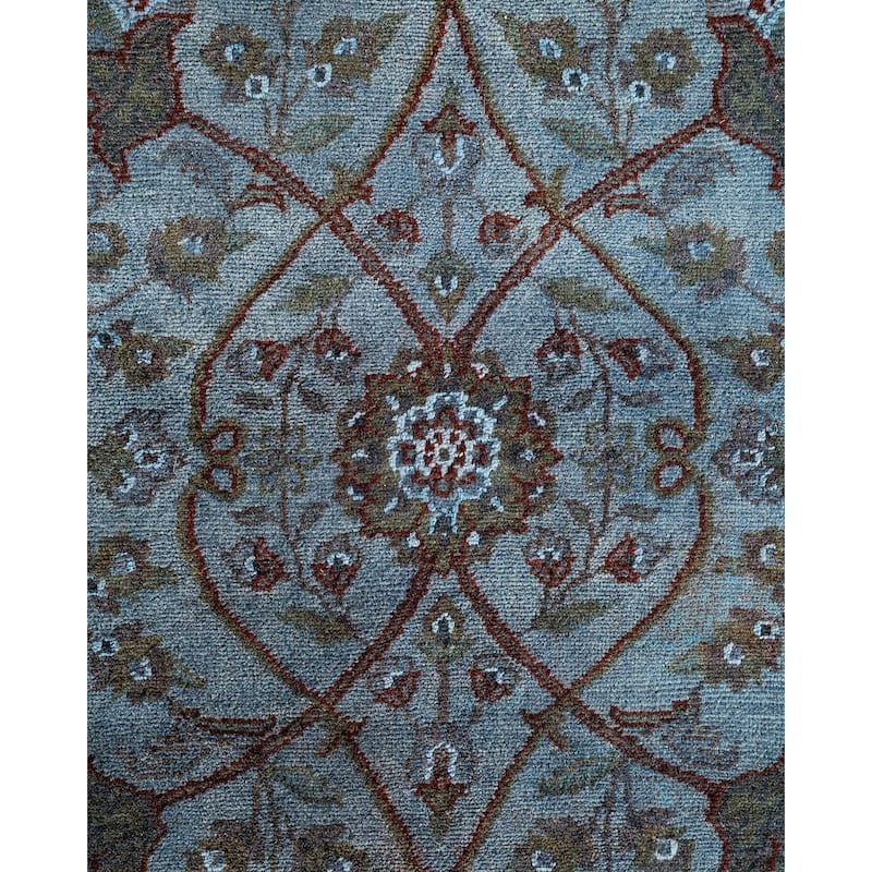 Overton Hand Knotted Wool Vintage Inspired Modern Contemporary Overdyed Gray Area Rug - 4' 1" x 6' 6"