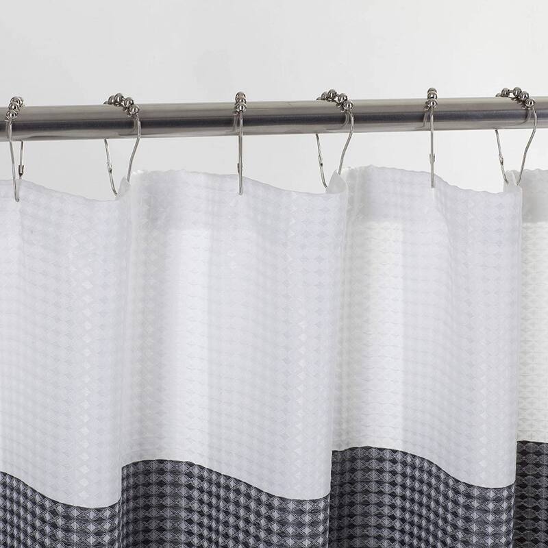 HomeRoots 72" White And Black Striped Shower Curtain