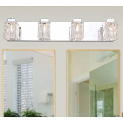 4 Lights Glass Vanity Wall Sconce For Bathroom