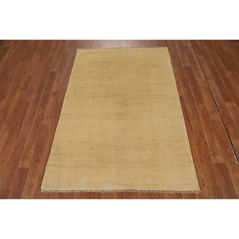 Modern Gabbeh Oriental Foyer Rug Solid Handmade Wool Carpet - 3'3"x 4'11"