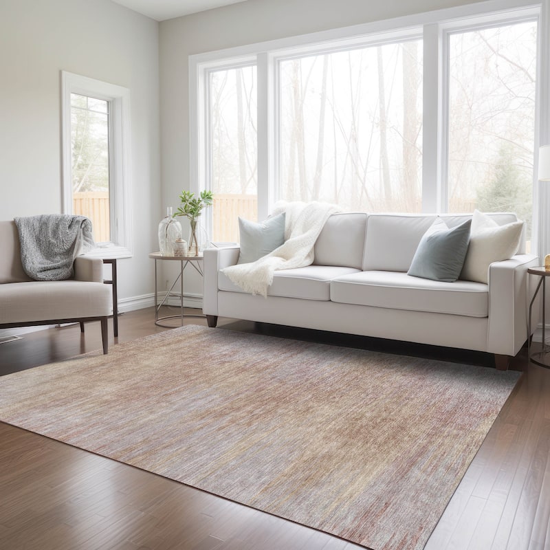 Machine Washable Indoor/ Outdoor Chantille Solid Ombre Rug